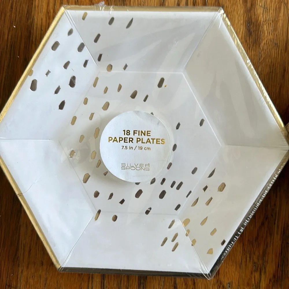 Gold & White paper plates